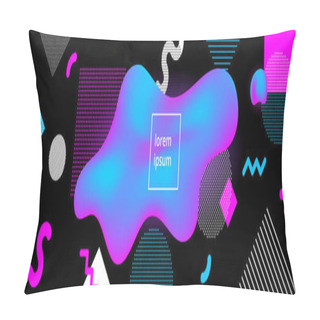 Personality  Modern Memphis Style Fluid Liquid Neon Mesh Colors Gradient Abstract Background Poster With Living Shapes Vector Illustration. Abstract Background Of Liquid Colorful Shapes. 3d Realistic Design Effect Pillow Covers