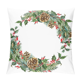 Personality  Raster Watercolor Christmas Wreath Pillow Covers