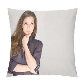 Personality  Fashionable Young Brunette. Pillow Covers