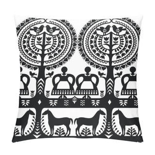 Personality   Seamless Polish Folk Art Pattern Wycinanki Kurpiowskie - Kurpie Papercuts   Pillow Covers