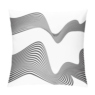 Personality  Optical Art Background Wave Design Black And White Pillow Covers