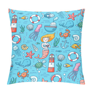 Personality  Sea Life Colorful Vector Seamless Pattern Pillow Covers