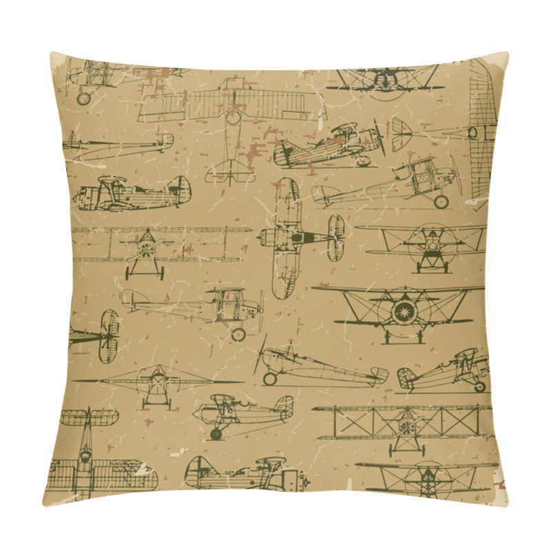 Personality  Retro Seamless Vintage Airplanes Pattern Old Paper. Pillow Covers