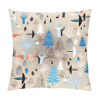 Personality  Christmas Texture Winter Forest Pillow Covers