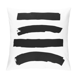 Personality  Hand Drawn Black Brush Strokes. Grunge Design Element. Pillow Covers