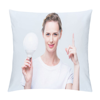 Personality  Attractive Woman With Light Bulb Pillow Covers