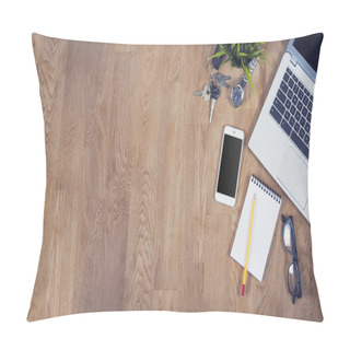 Personality  Top View Desk Hero Header With Copy Space Pillow Covers