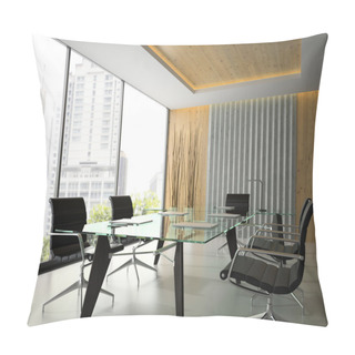 Personality  Interior Of The Modern Office With Glass Table 3D Rendering 5 Pillow Covers