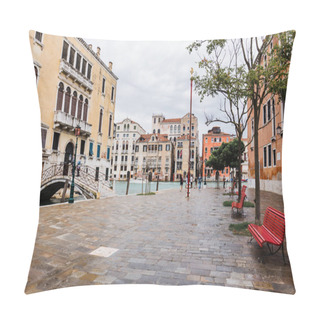 Personality  VENICE, ITALY - SEPTEMBER 24, 2019: Bridge, Canal And Ancient Buildings In Venice, Italy  Pillow Covers