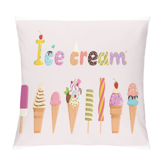 Personality  Ice Cream On A Pink Background Pillow Covers