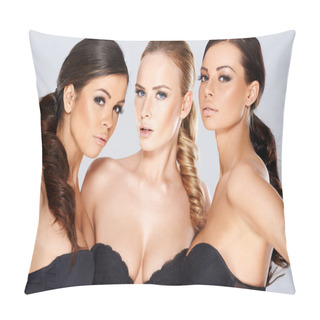 Personality  Three Sensual Beautiful Young Women Pillow Covers