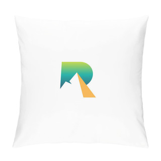 Personality  Logo Of R With Rock Mountain Shaped Pillow Covers