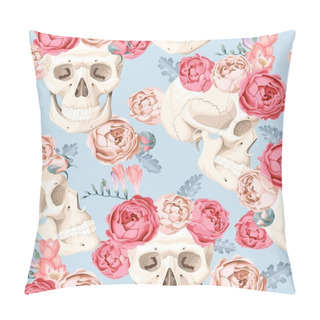 Personality  Skulls And Roses Seamless Pillow Covers