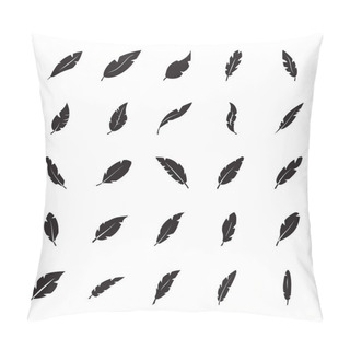 Personality  Feather Glyph Icon Set Pillow Covers
