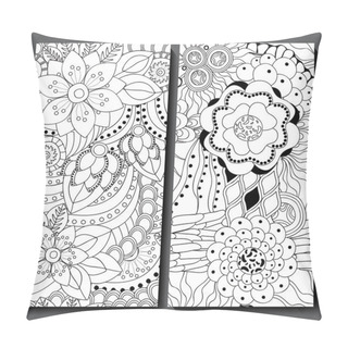 Personality  Set Of Two Seamless Floral Doodle Pattern. Stoc Vector Illustrat Pillow Covers