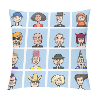 Personality  Vector Illustration Of Various Funny Vector Faces Collection. Easy-edit Layered Vector EPS10 File Scalable To Any Size Without Quality Loss. High Resolution Raster JPG File Is Included. Pillow Covers