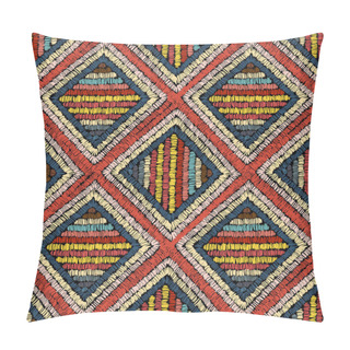 Personality  Embroidery - Seamless Ornament. Colored Lines On A Black Background. Handmade. Ethnic And Tribal Motifs. Print In The Bohemian Style. Pillow Covers