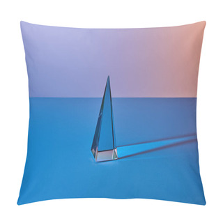 Personality  Crystal Transparent Pyramid With Light Reflection On Blue Background Pillow Covers