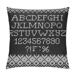 Personality  Ugly Sweater Merry Christmas Knitted Background Font Alphabet Sc Pillow Covers