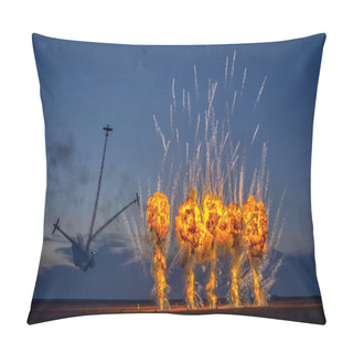 Personality  TUZLA, CONSTANTA, ROMANIA - JULY 2, 2016. Night Fireworks At Air Show.  Pillow Covers