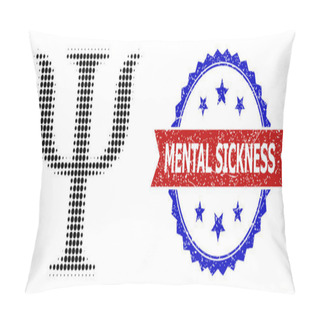 Personality Halftone Psi Greek Letter Icon And Scratched Bicolor Mental Sickness Watermark Pillow Covers
