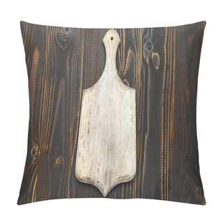 Personality  Empty Vintage Cutting Board On Wooden Background Pillow Covers