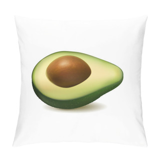 Personality  Half Avocado Fruit Isolated On White Background. Vector Realistic, 3d Illustraton Pillow Covers