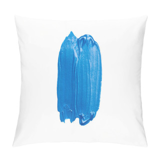 Personality  Top View Of Abstract Colorful Blue Paint Brushstrokes On White Background Pillow Covers