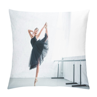 Personality  Full Length View Of Beautiful Young Ballerina Practicing Ballet In Studio  Pillow Covers