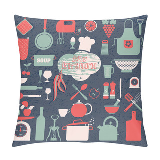 Personality  Kitchen Icon Set Pillow Covers