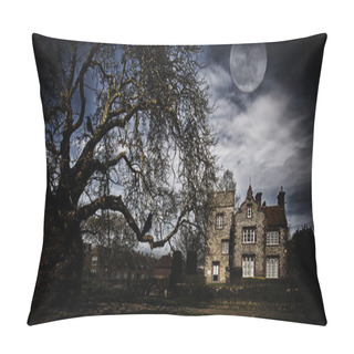 Personality  Old Hunted Building At Midnight Pillow Covers