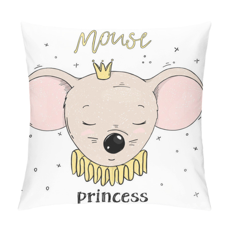 Personality  Cute Princess Mouse. A Mouse Head With A Crown. Pillow Covers