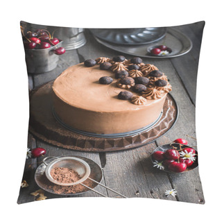 Personality  Chocolate Cake With Cherries And Nuts  Pillow Covers