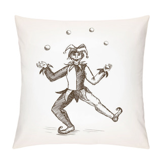 Personality  Medieval Jester Juggling Balls Sketch Style Vector Pillow Covers