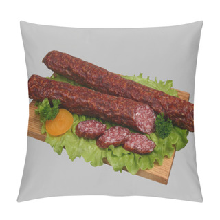 Personality  Smoked Sausage On Wooden Board 2 Pillow Covers