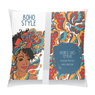Personality  Cards For Boho Style With Beautiful African American Woman Pillow Covers