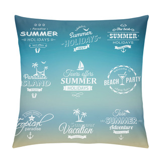 Personality  Beach Labels Set Pillow Covers