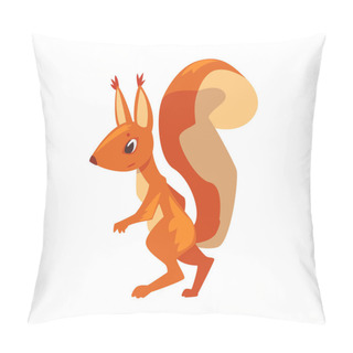 Personality  Cute Squirrel, Funny Little Rodent Animal Cartoon Character, Side View Vector Illustration Pillow Covers