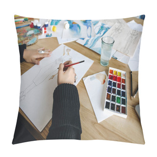 Personality  Fashion Designer Sketching Pillow Covers