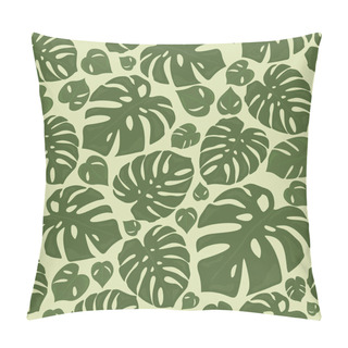 Personality  Monstera Tropical Forest Leaves Background. Green Seamless Patte Pillow Covers