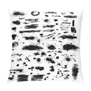 Personality  Set Of Blots . Paint Stains Black Blotch Background. Grunge Design Element. Brush Strokes. Vector Illustration Pillow Covers