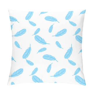 Personality  Blue Feathers On White Background. Vector Illustration Pillow Covers