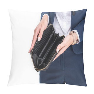 Personality  Businesswoman With Empty Wallet Pillow Covers