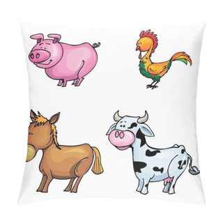 Personality  Cartoon Set Of Farm Animals Pillow Covers