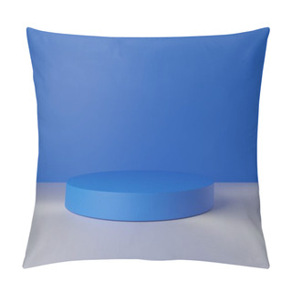 Personality  Blue Podium For Presentation. 3 D Rendering. Abstract Background Pillow Covers
