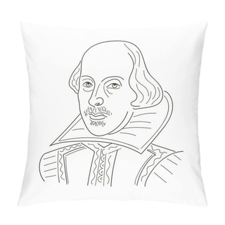 Personality  William Shakespeare. Sketch Illustration. Black And White Pillow Covers