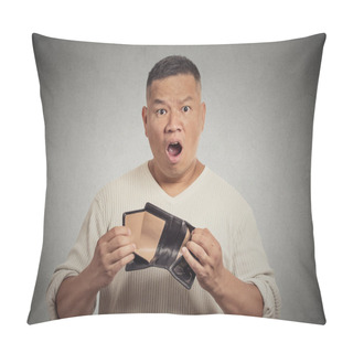 Personality  Shocked Puzzled Business Man Worker Employee Holding Empty Wallet Pillow Covers