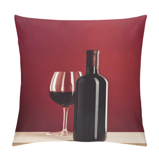 Personality  Glass And Bottle Of Red Wine Pillow Covers