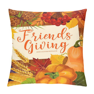 Personality  Autumnal Friendsgiving Potluck Dinner, Vector Pillow Covers