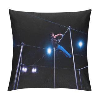 Personality  Low Angle View Of Gymnast Performing On Horizontal Bars In Arena Of Circus   Pillow Covers